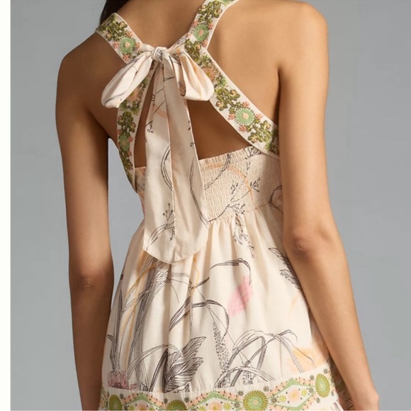 Anthropologie Square Neck Floral Embellished Maxi Dress 🩷 Size Small 🩷 - Picture 4 of 7